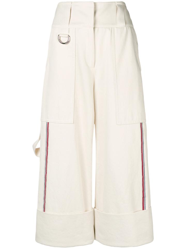 Burberry Stripe Detail Wide-leg Trousers - White