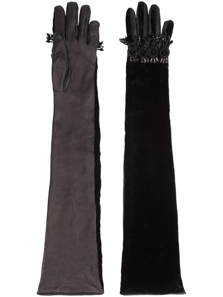 Dsquared2 Embellished Elbow Length Gloves - Black