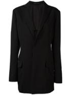 Yohji Yamamoto - Pointed Lapels Boxy Blazer - Women - Cupro/wool - 3, Black, Cupro/wool