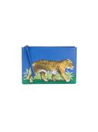 Gucci Bengal Tiger Print Pouch, Women's, Blue, Leather