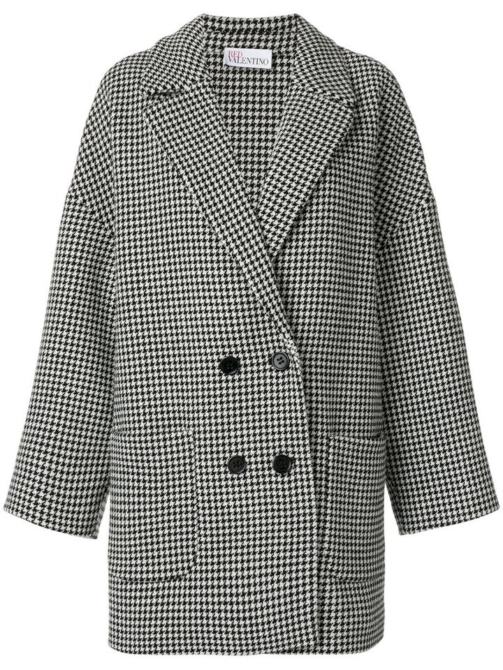 Red Valentino - Pied-de-poule Peacoat - Women - Polyamide/polyester/acetate/other Fibers - 44, Black, Polyamide/polyester/acetate/other Fibers