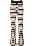 The Elder Statesman Ribbed Striped Flared Trousers - Multicolour