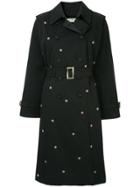 Tu Es Mon Trésor Dead Stock Flower Beads Trench Coat - Black