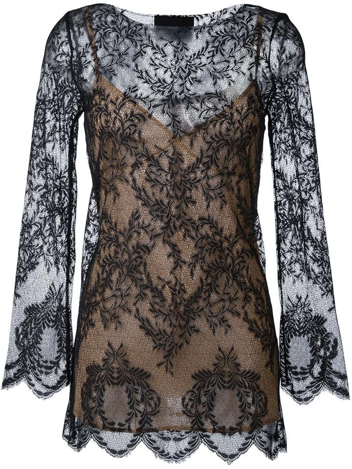 Erika Cavallini Lace Blouse, Women's, Size: 40, Black, Polyamide/polyester