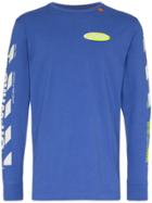 Off-white Striped Sleeve Logo Top - Blue