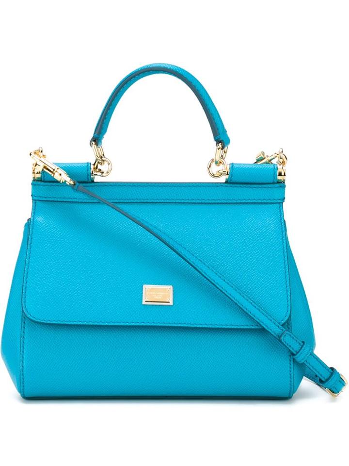 Dolce & Gabbana Mini Sicily Tote, Women's, Blue, Leather