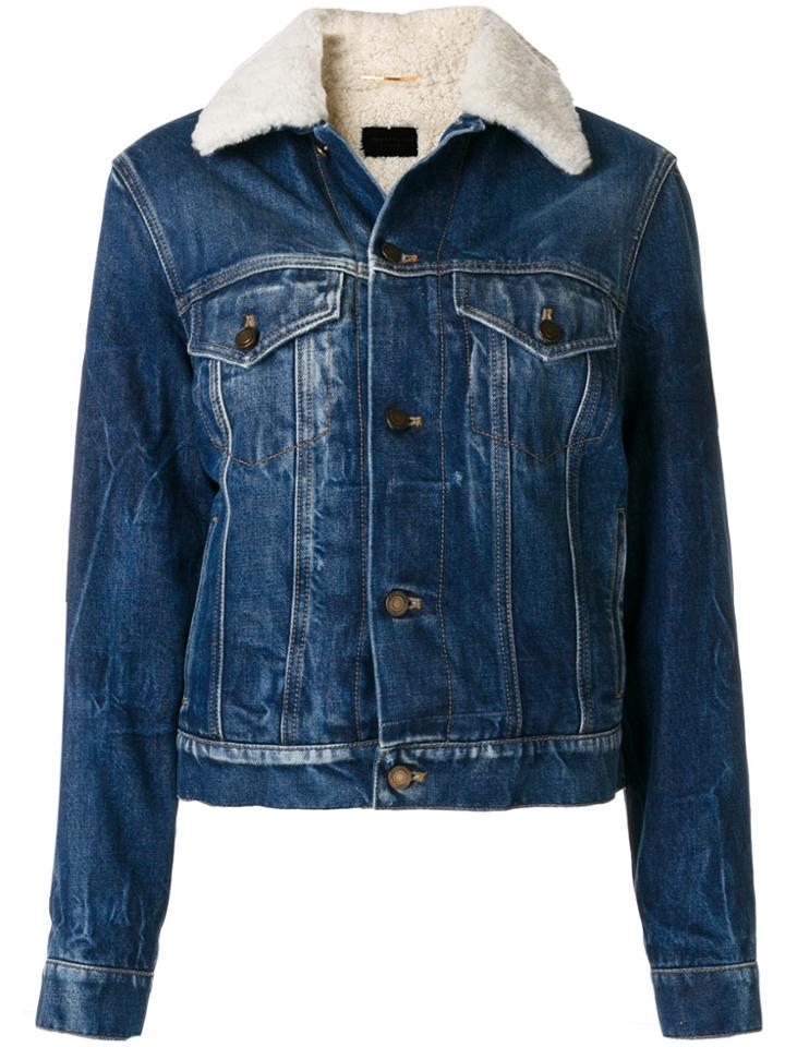 Saint Laurent Shearling Denim Jacket - Blue