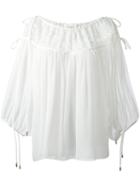 Chloé Seersucker Blouse, Women's, Size: 40, White, Silk/cotton/polyester