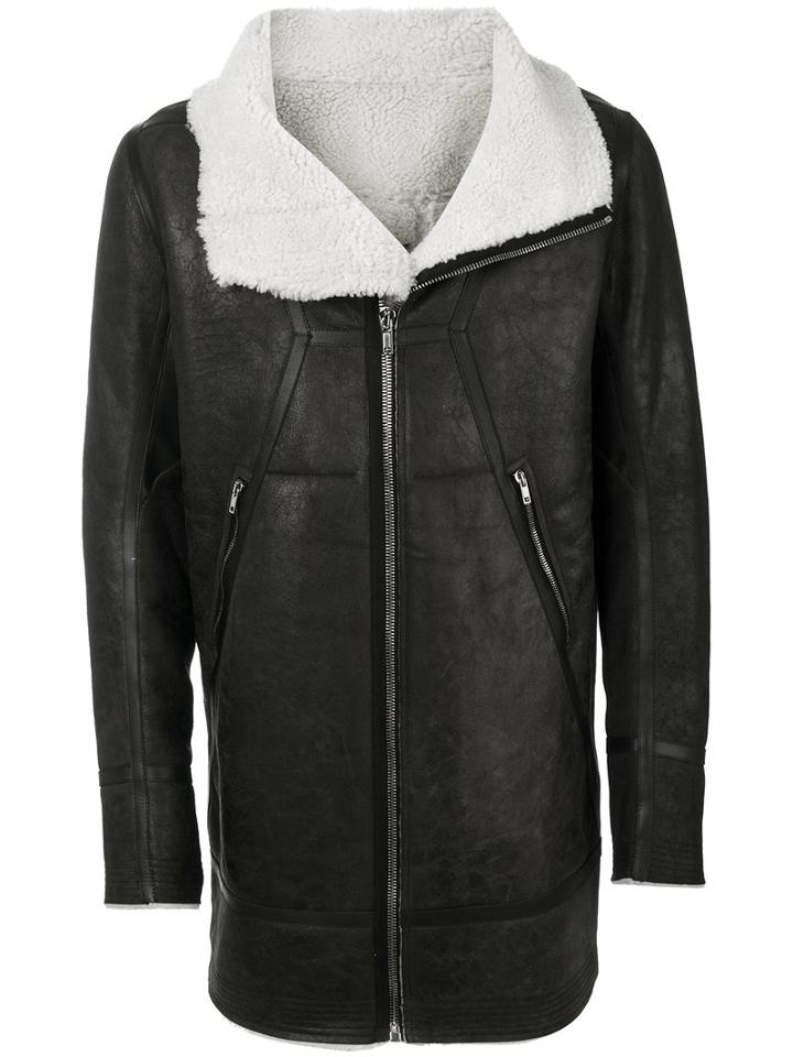 Rick Owens - Fur Lined Leather Coat - Men - Cotton/calf Leather/lamb Skin - 54, Black, Cotton/calf Leather/lamb Skin