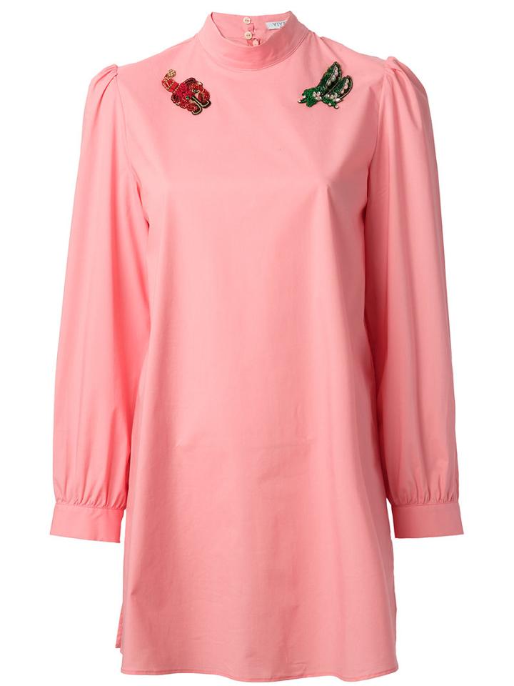 Vivetta - Gathered Embellished Top - Women - Cotton/spandex/elastane - 42, Pink/purple, Cotton/spandex/elastane