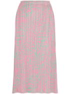 Pleats Please Issey Miyake Printed Pleated Midi Skirt - Pink