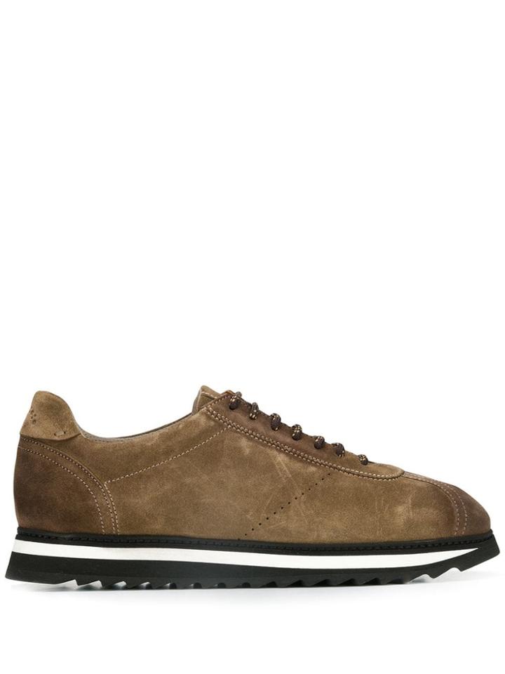 Doucal's Stacked-sole Suede Trainers - Brown