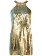 Halpern Metallic Halterneck Mini Dress - Gold