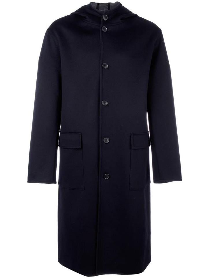 Mackintosh Single Breasted Coat, Men's, Size: 44, Blue, Virgin Wool