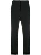 Alexander Mcqueen Cropped Stripe Trousers - Black