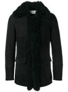 Saint Laurent Shearling Coat, Size: 44, Black, Sheep Skin/shearling
