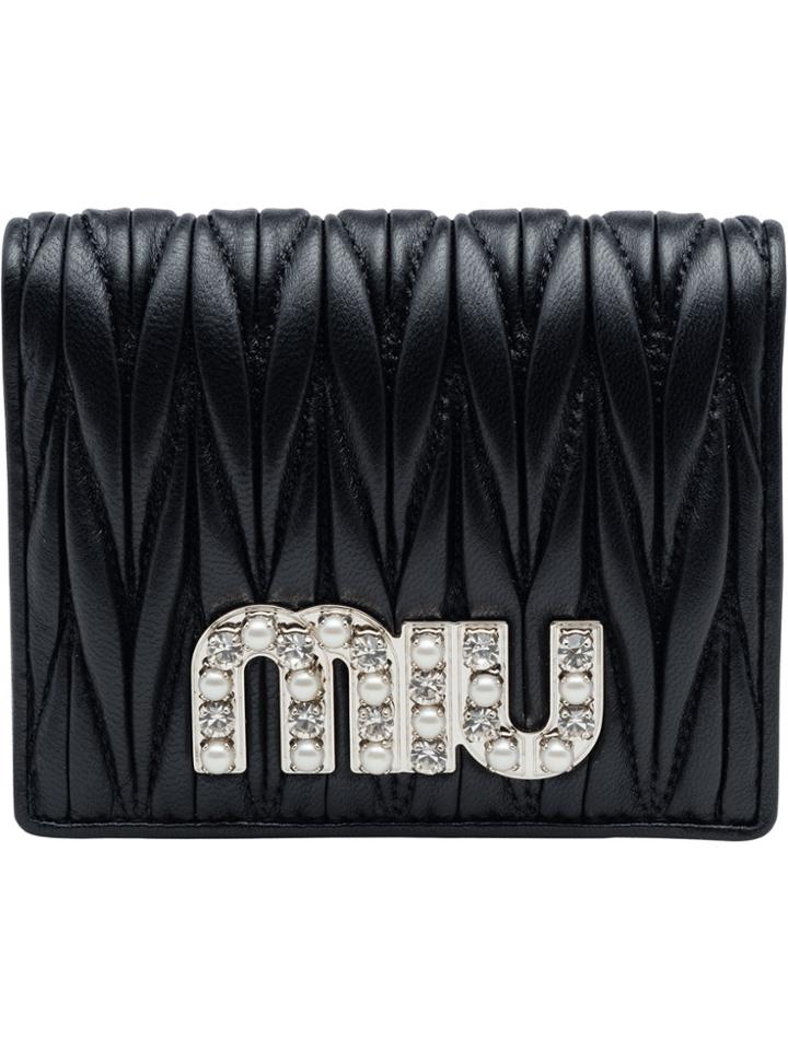 Miu Miu Matelassé Billfold Wallets - Black