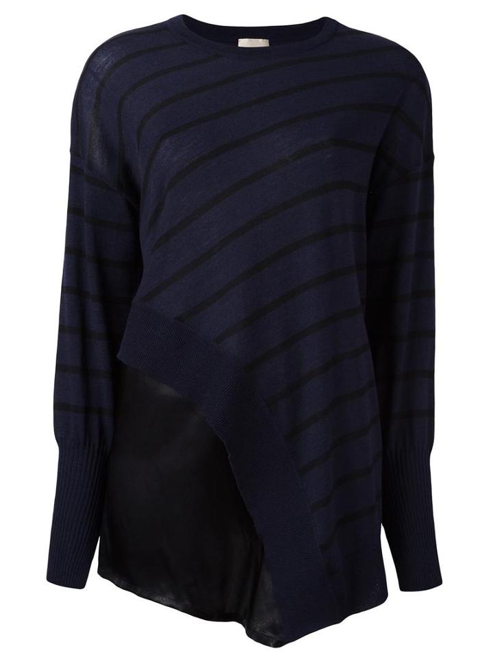 Nude - Striped Asymmetric Knit Blouse - Women - Silk/wool - 42, Blue, Silk/wool