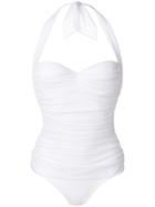 Gentry Portofino Draped Tulle Swimsuit - White