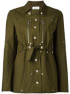 Courrèges Belted Military Jacket, Women's, Size: 38, Green, Cotton/spandex/elastane