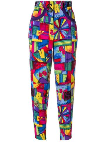 Versus Pre-owned Patchwork Print Cropped Trousers - Multicolour