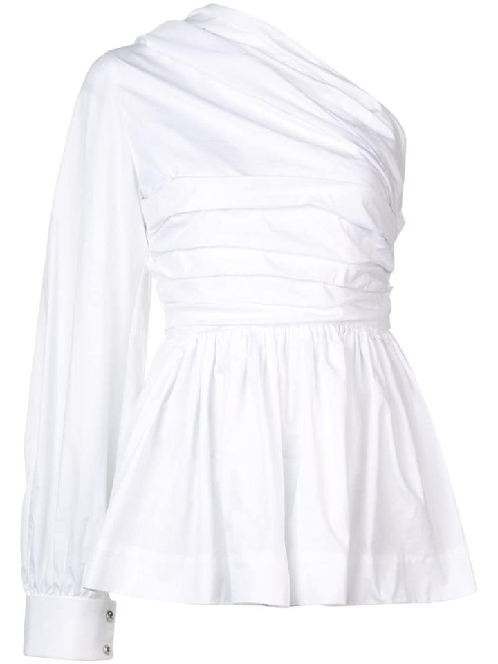 Jourden One-shoulder Ruffle Blouse - White