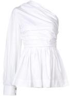 Jourden One-shoulder Ruffle Blouse - White