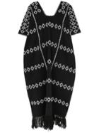 Pippa Holt Tassel Detail Embroidered Kaftan Dress - Black