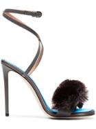 Marco De Vincenzo Grey 110 Fringe Tassel Silk Satin Sandals