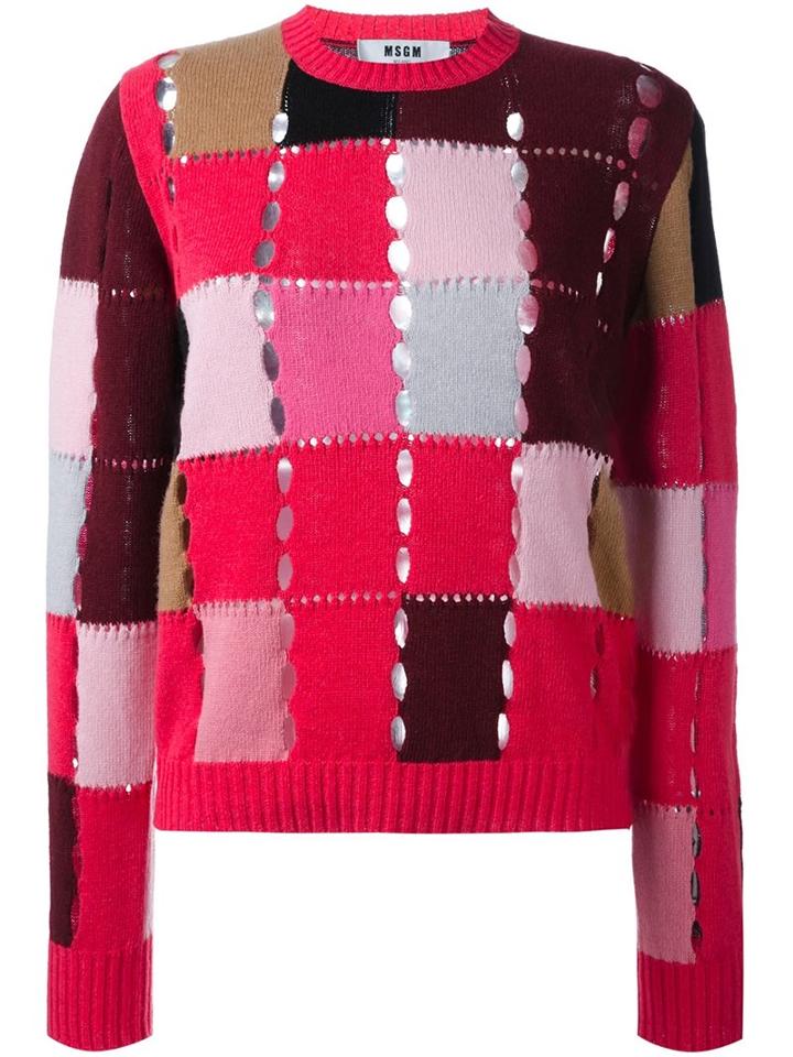 Msgm Colour Block Jumper, Women's, Size: Small, Pink/purple, Polyamide/wool