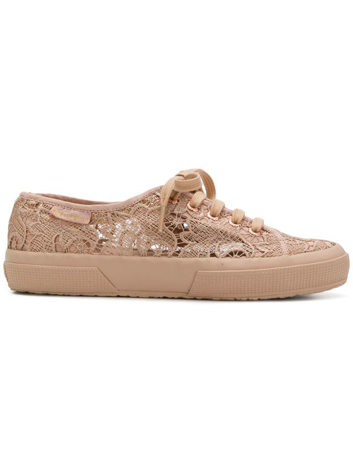 Superga Lace Panel Sneakers - Pink & Purple