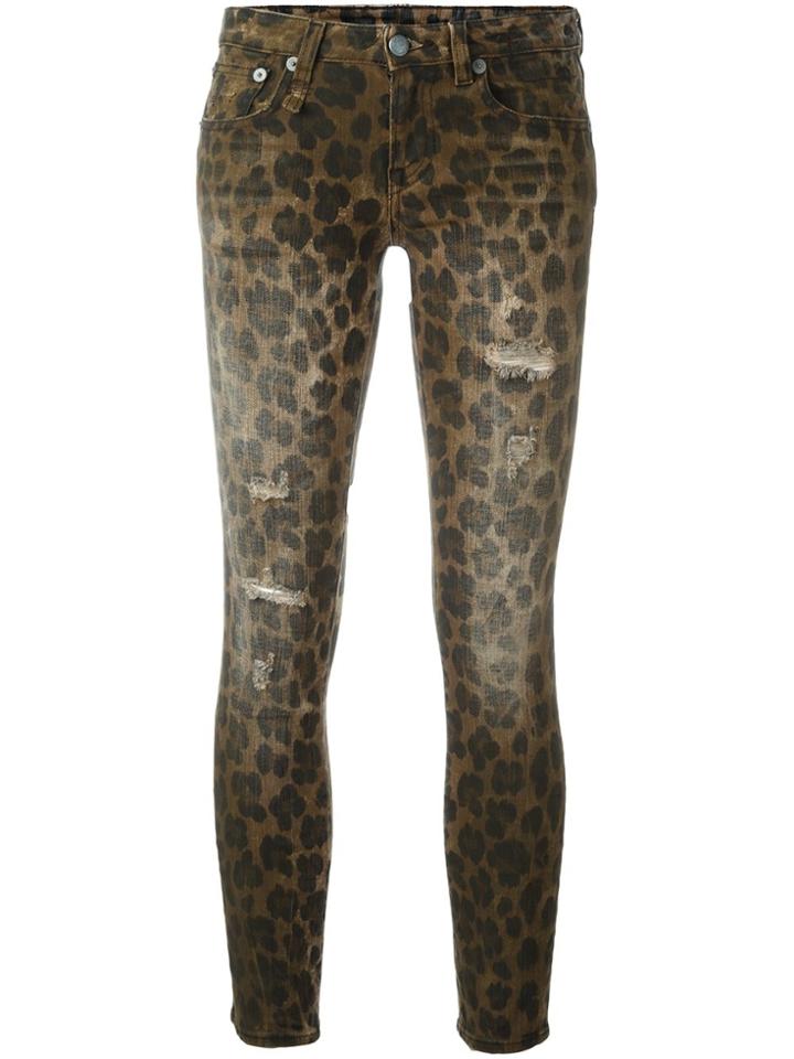 R13 Leopard Print Skinny Jeans - Brown
