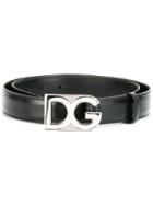 Dolce & Gabbana Logo Buckle Belt, Men's, Size: 105, Black, Leather