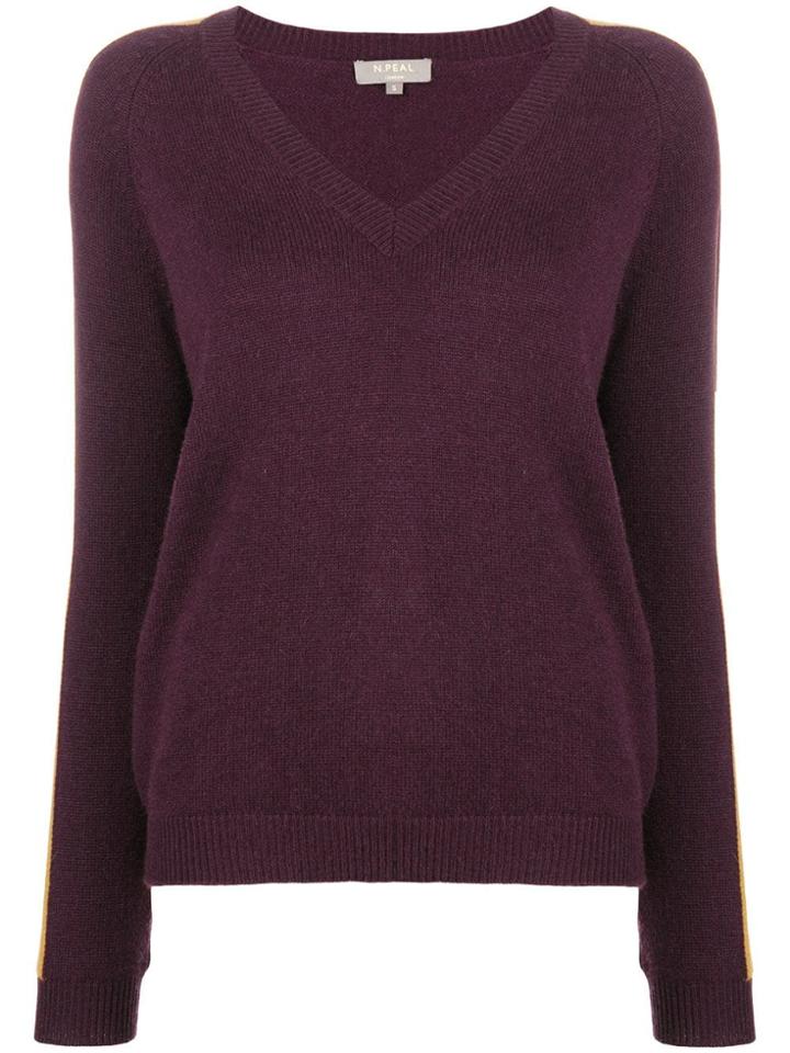 N.peal Contrast Stripe Sweater - Pink & Purple