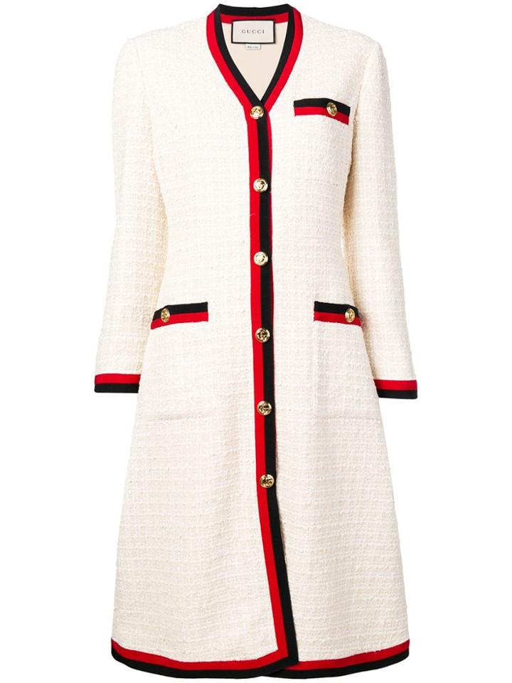Gucci Web-trimmed Tweed Dress - Neutrals