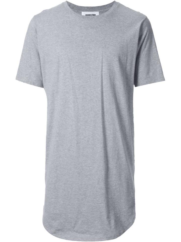 Monkey Time Long Fit T-shirt, Men's, Size: M, Grey, Cotton