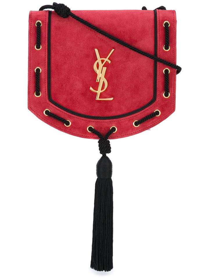 Saint Laurent - Tassel Satchel - Women - Cotton/calf Suede - One Size, Red, Cotton/calf Suede