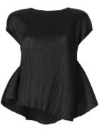 Pleats Please By Issey Miyake Flared Corrugated Top - Black