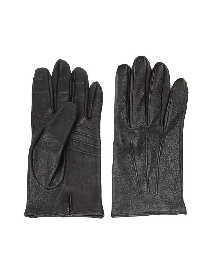 Thom Browne Classic Gloves, Men's, Black, Leather