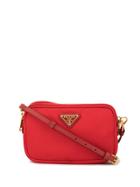 Prada Pre-owned Mini Triangular Logo Plaque Crossbody Bag - Red