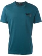 Y-3 Logo Print T-shirt, Men's, Size: Large, Blue, Cotton