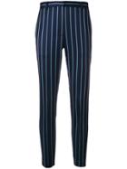 Rokh Striped Cropped Trousers - Blue