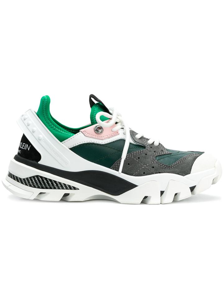 Calvin Klein 205w39nyc Nappa Paneled Sneakers - Grey