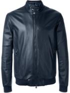Z Zegna Lambskin Zip Jacket, Men's, Size: L, Blue, Lamb Skin/polyester/polyamide