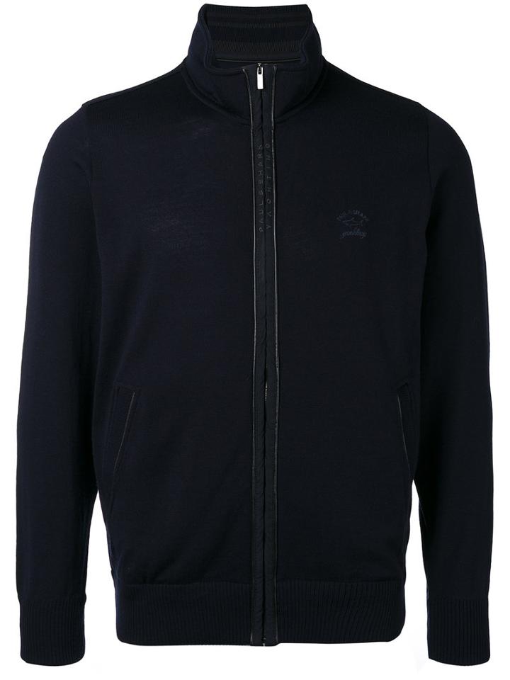 Paul & Shark Zipped Cardigan, Men's, Size: Large, Blue, Virgin Wool