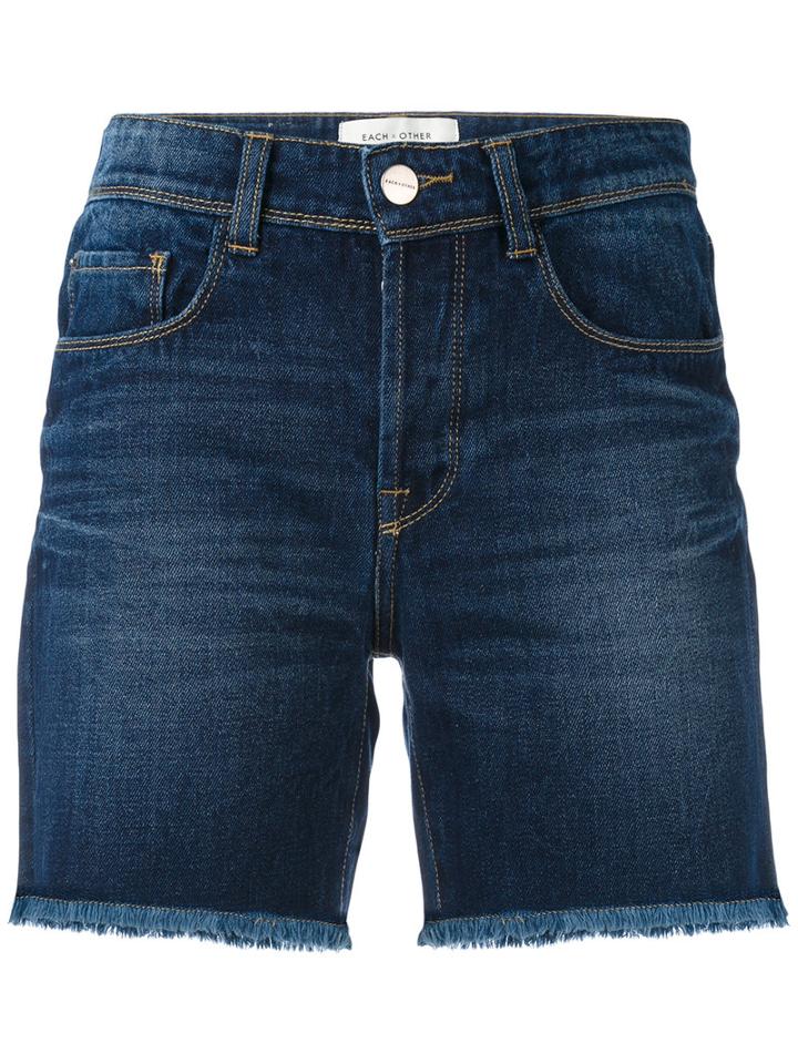Each X Other - Denim Frayed Shorts - Women - Cotton - 28, Blue, Cotton