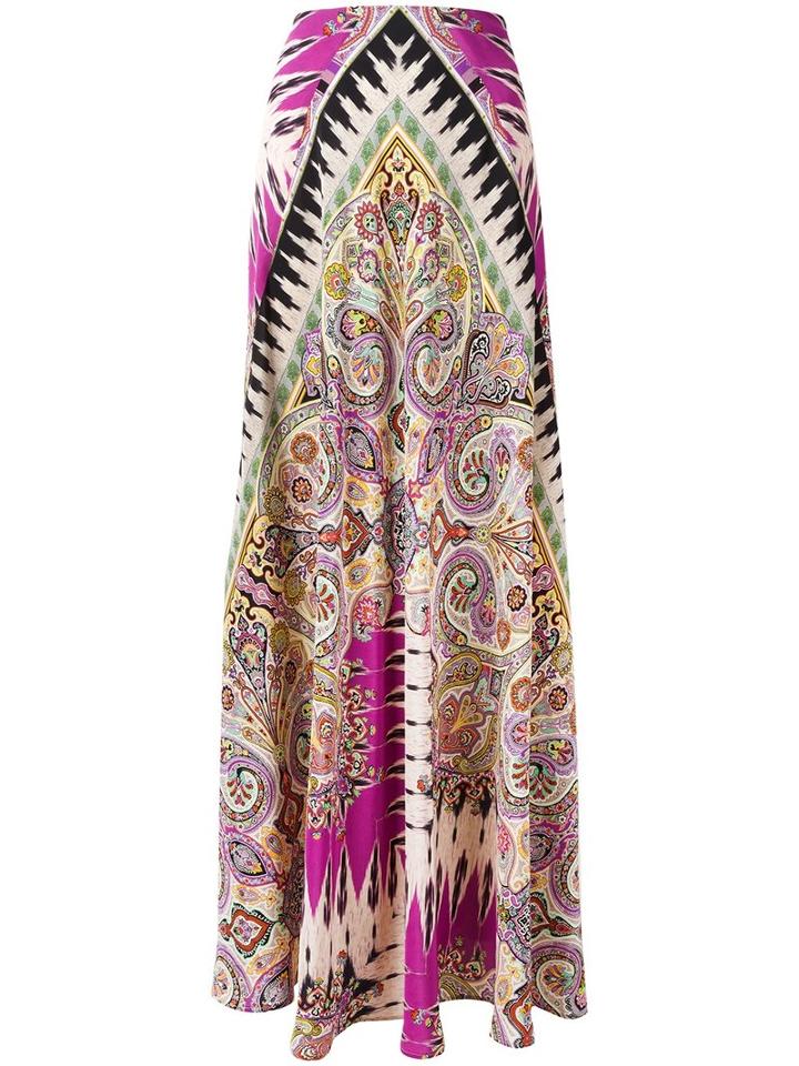 Etro Paisley Print Maxi Skirt, Women's, Size: 40, Pink/purple, Silk
