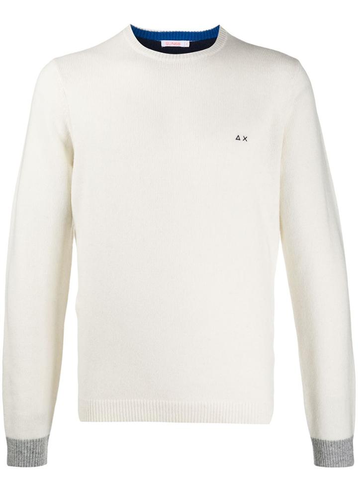Sun 68 Long Sleeve Knit Jumper - White