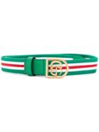 Gucci Gg Logo Stripe Belt - Green