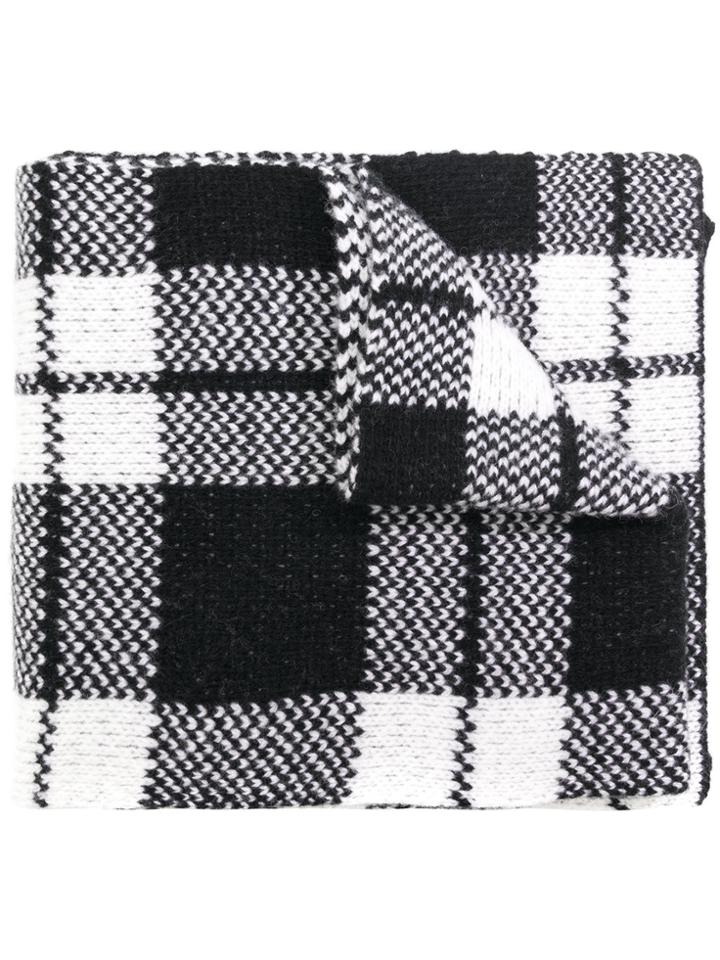 Fendi Plaid Logo Scarf - Black
